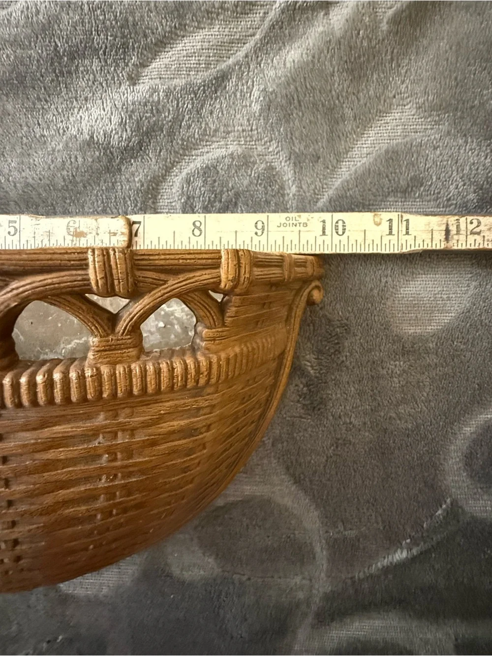 Vintage Woven Half-Moon Wall Pockets Baskets in Light Brown set of 2